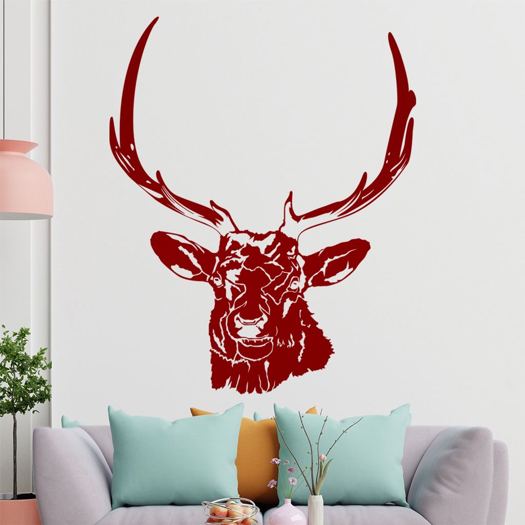 KIWISTAR Hirsch Motiv 3 Geweihträger Wandtattoo in 6 Größen - Wandaufkleber Wall Sticker - Dekoration, Küche, Wohnzimmer, Schlafzimmer, Badezimmer