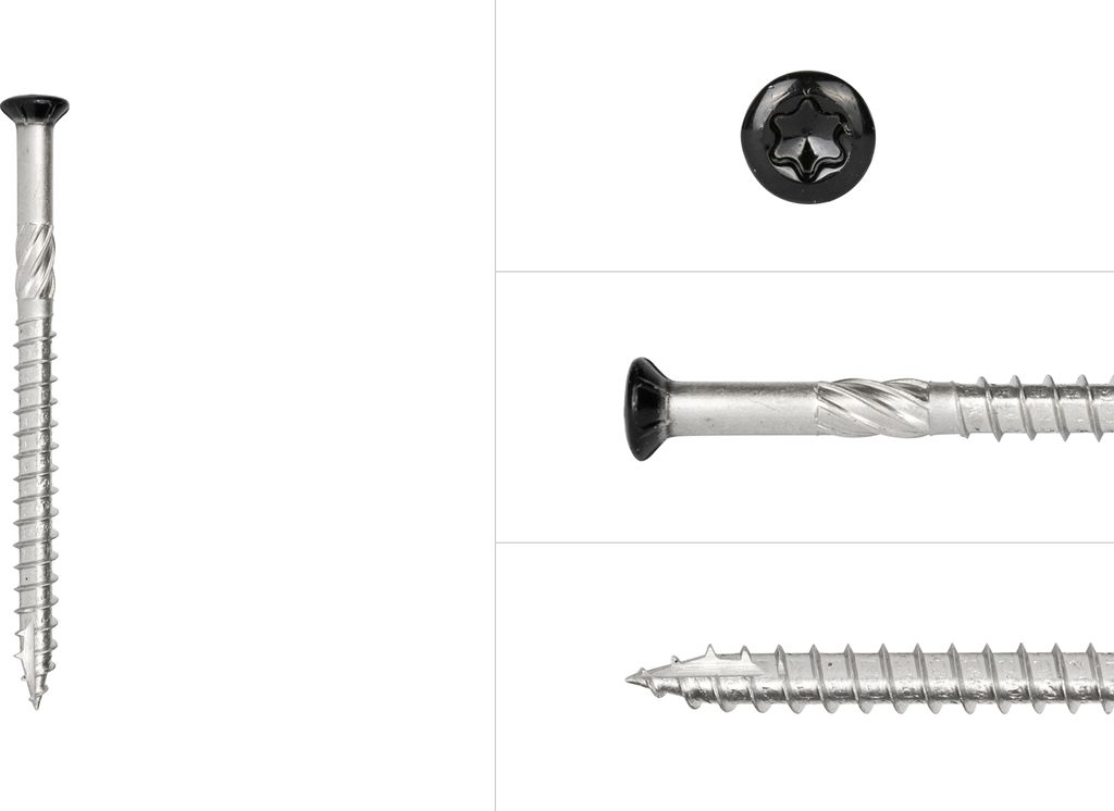 Schrauben für keilstülpschalung Schwarz Edelstahl 410 5 x 70 mm Torx 25 Teilgewinde - Schachtel 100 Stück