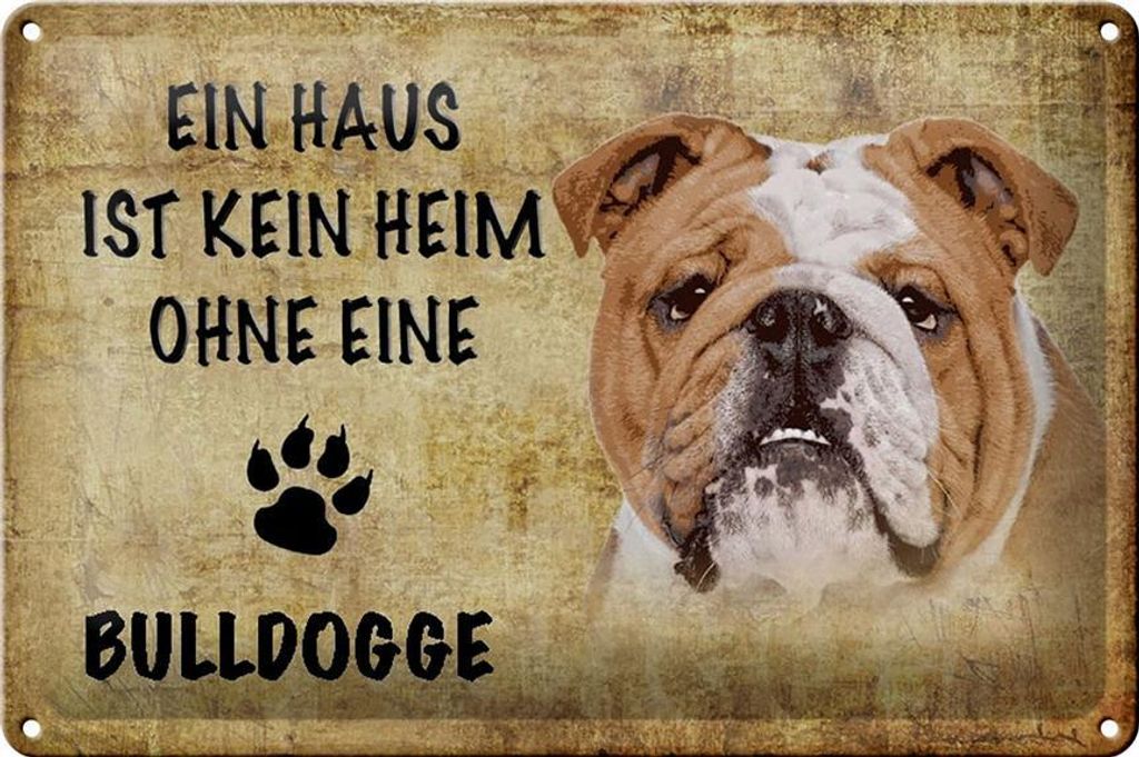 Blechschild Spruch 30x20cm Bulldogge Hund ohne kein Heim Produktbild 