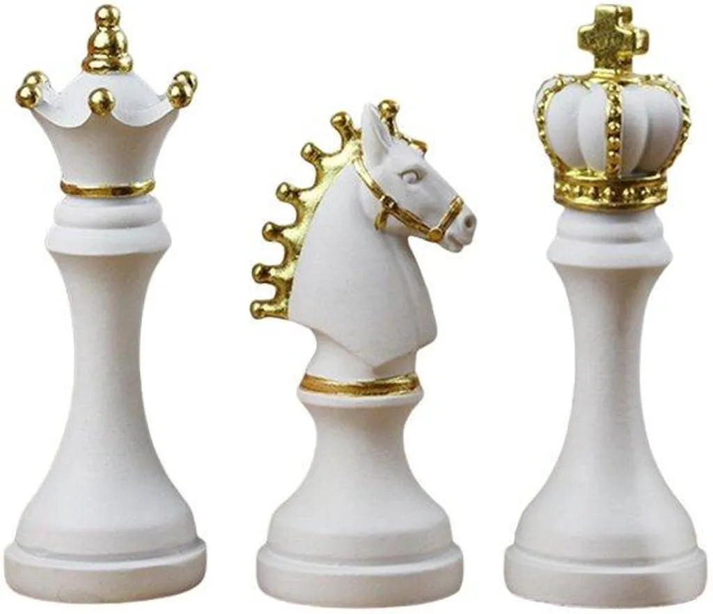 Statue décorative pièces d'échecs blanches de salon et bureau