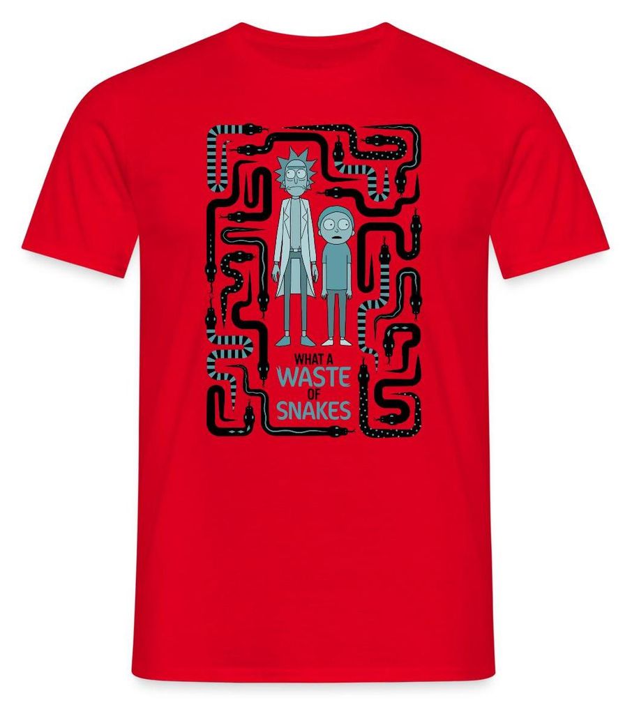 Spreadshirt Rick & Morty Snake Labyrinth Männer T-Shirt, L, Rot