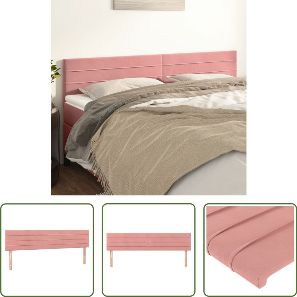 The Living Store Kopfteile 2 Stk. Rosa 90x5x78/88 cm Samt