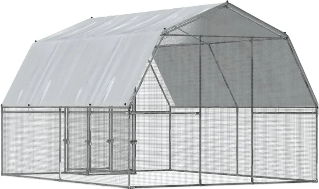 Enclos pour poules anticorrosion en acier galvanisé avec toit et porte