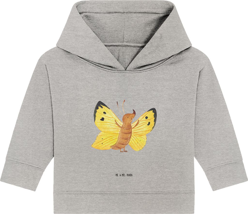 Mr. & Mrs. Panda Organic Baby Hoodie Schmetterling Zitronenfalter 24. - 36. Monat - Heather Grey - Geschenk, Besonders, Kapuzenshirt, Lustige Sprü...