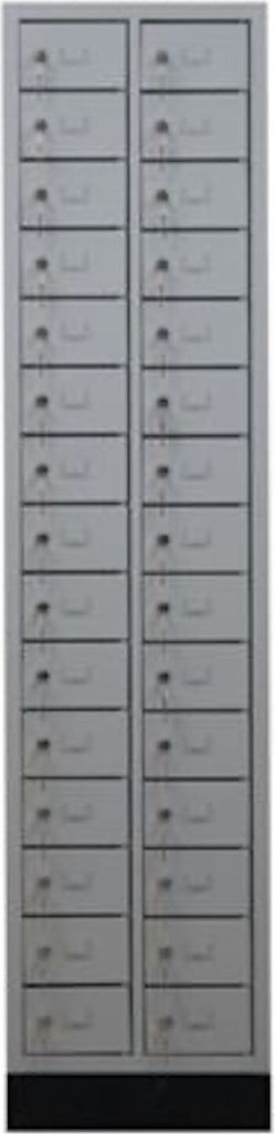 Schließfachschrank Quail | 30 Fächer | HxBxT 185 x 46 x 20 cm | Grau