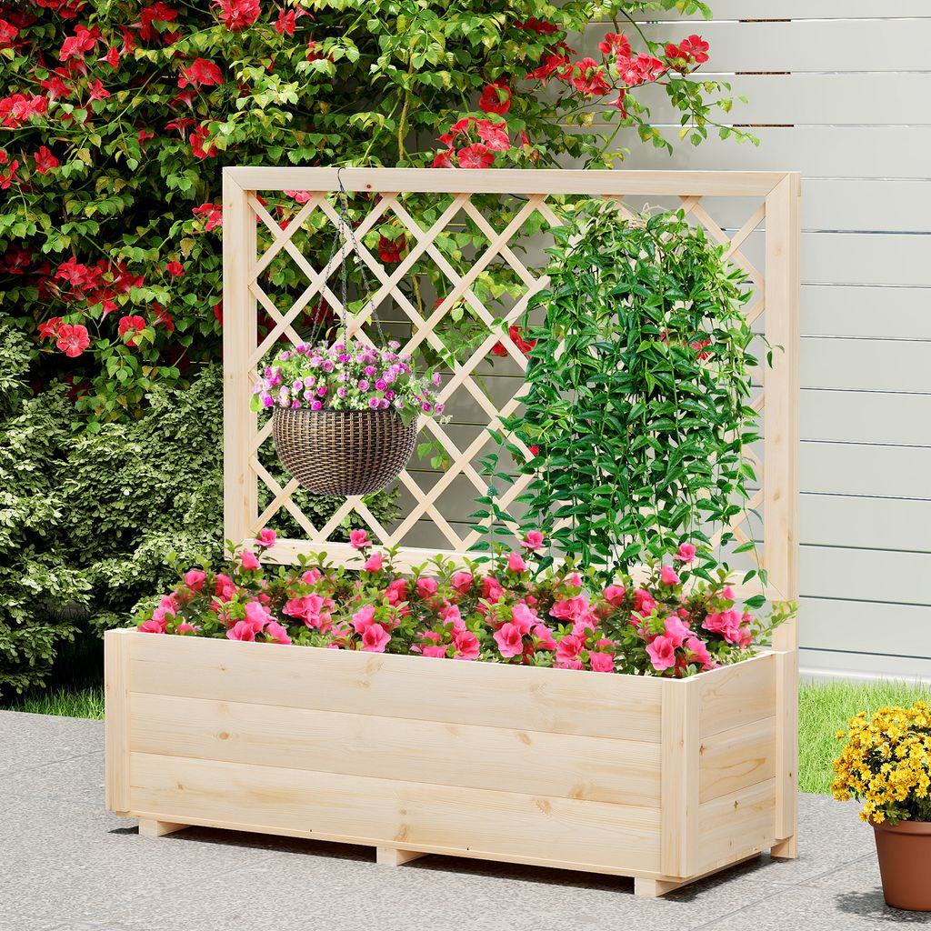 COSTWAY Blumenkasten mit Rankgitter, Spalier &