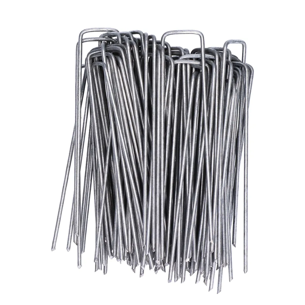 Piquets de Jardin en Acier Galvanisé de 150mm pour Toile de Paillage x50