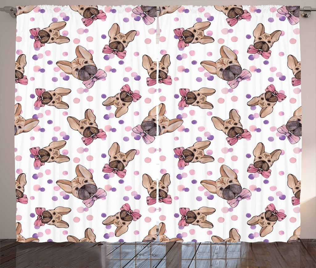 ABAKUHAUS Hund Rustikaler Vorhang, Aquarell Bowties Haustiere, Wohnzimmer Universalband Gardinen mit Schlaufen und Haken, 280 x 175 cm, Pale Brown ...