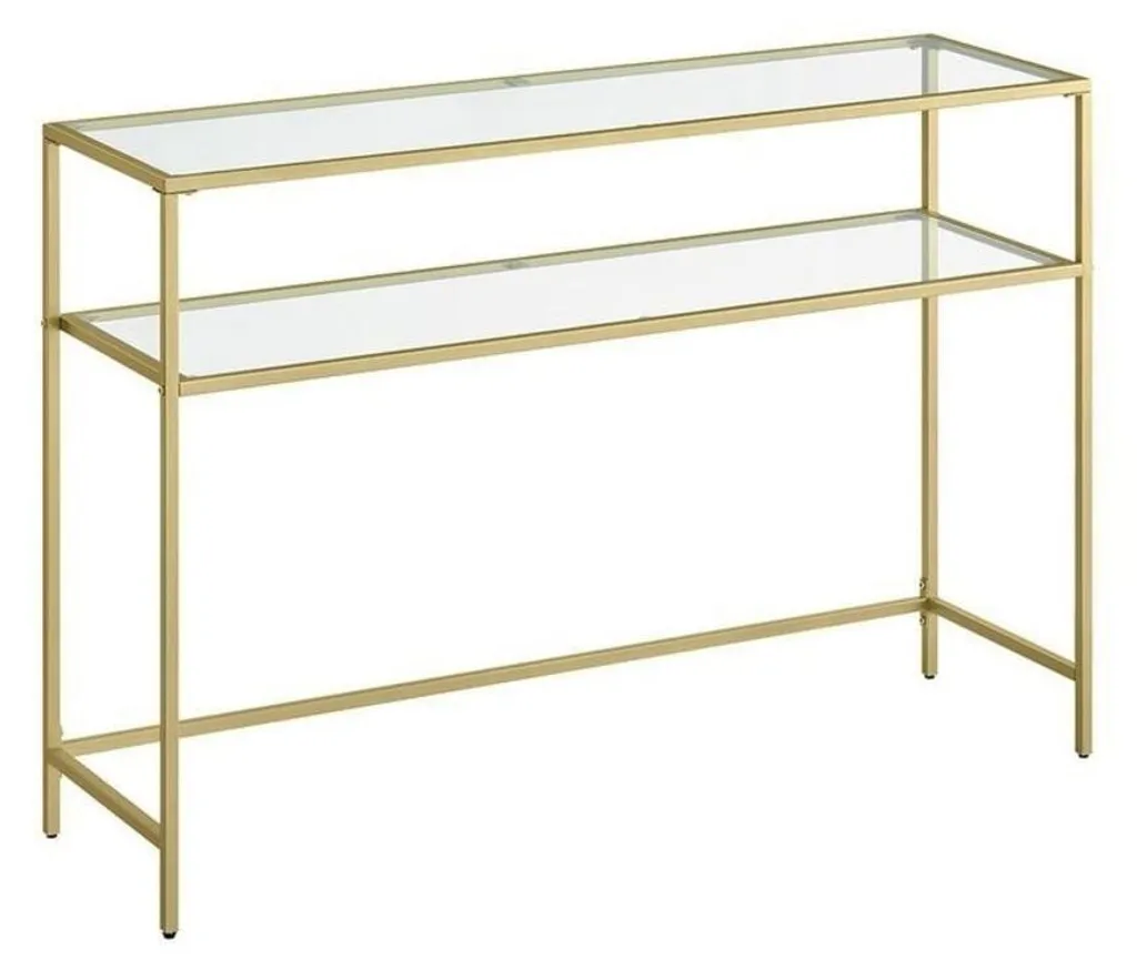 Petite console de salon 90 cm en métal et verre pour déco et rangement