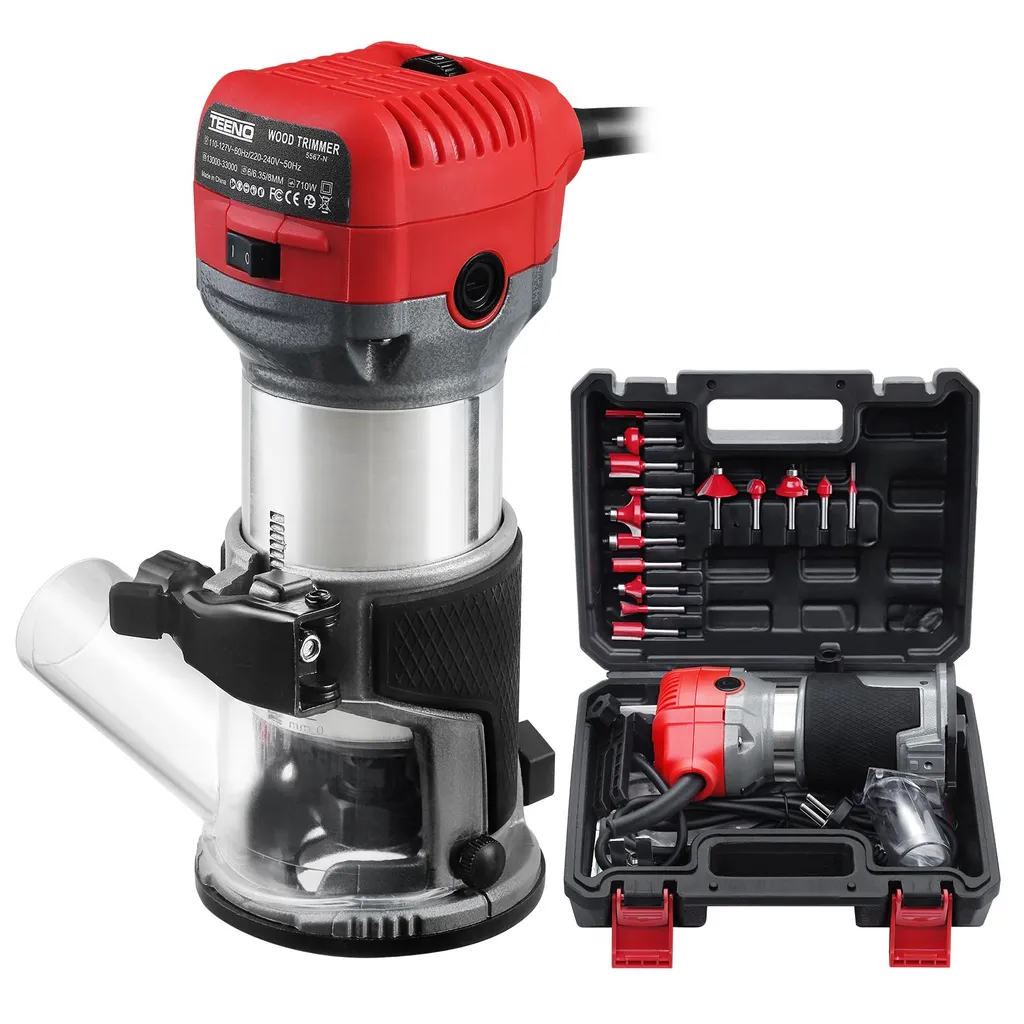 Défonceuse Électrique Manuelle pour Travail du Bois avec Kit de 15 Fraises