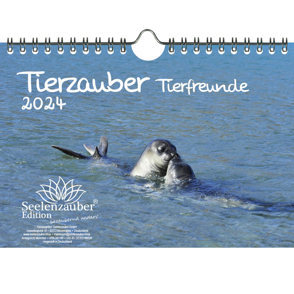Tierzauber Tierfreunde DIN A5 Wandkalender für 2024 verschiedene Tiere und ihre Freundschaften - Seelenzauber