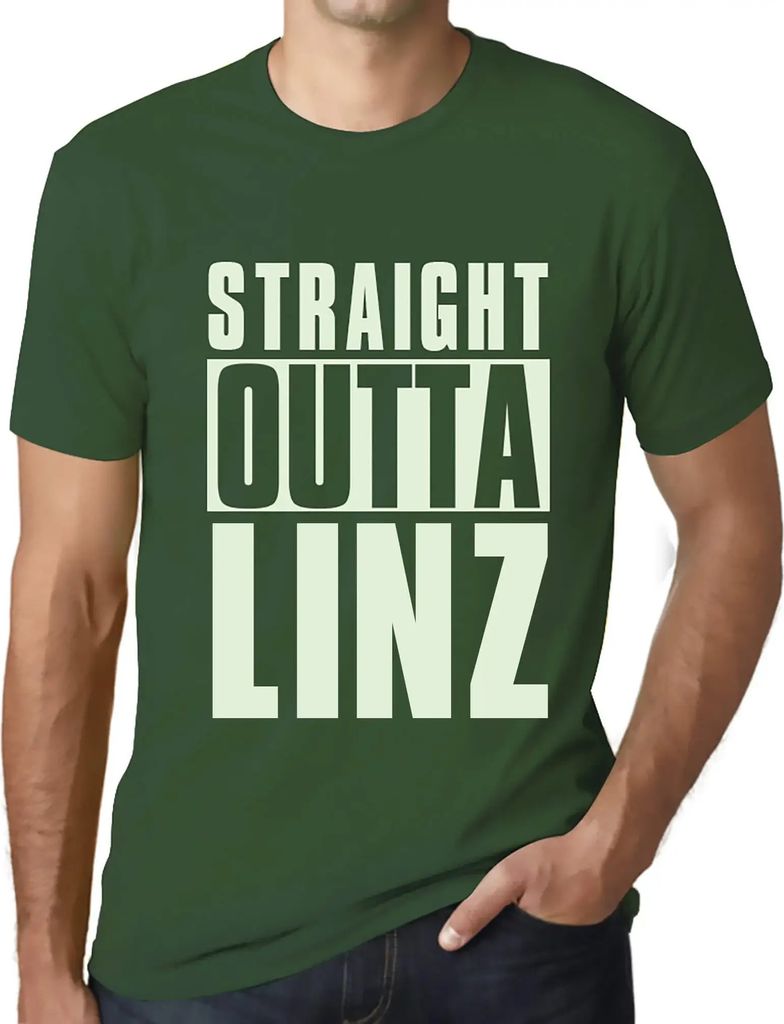 Herren Grafik T-Shirt Direkt aus Linz – Straight Outta Linz – Öko-Verantwortlich Vintage Jahrgang Kurzarm Lustige Druck Geburtstag Geschenk Mann