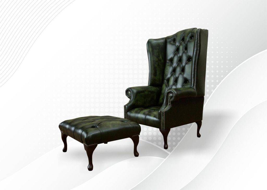 Klassische Ohrensessel Sessel Couch Sofa Polster Sitz Lounge Relax Club Leder