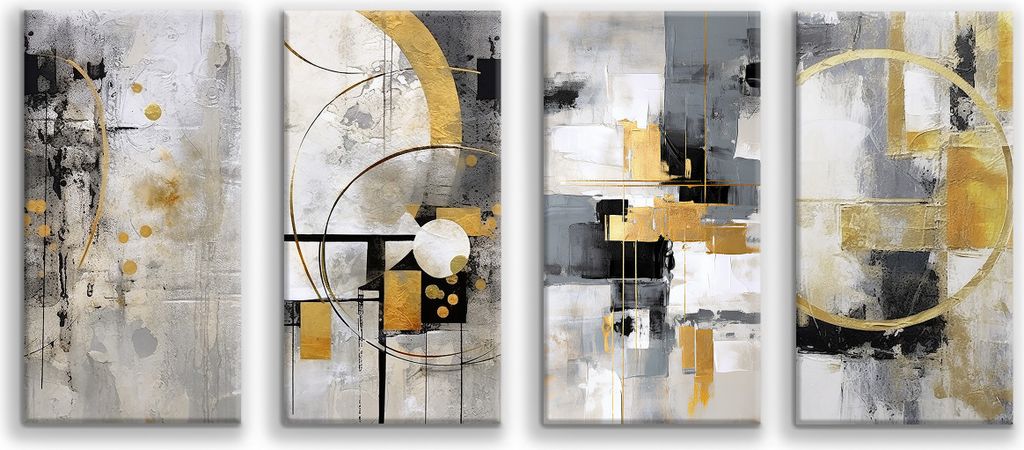 Moderne Bilder für das Wohnzimmer, Großes abstraktes Bild auf Leinwand, Grau Gold 80x160