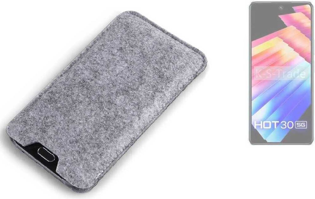 K-S-Trade Filz Handyhülle kompatibel mit Infinix Hot 30 5g Schutzhülle Filztasche Filz Tasche Case Sleeve Handy Hülle Filzhülle grau