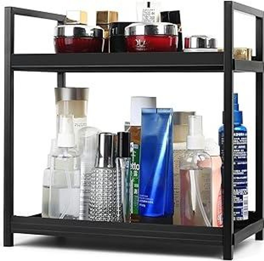 Make up Organizer Badezimmer Organizer, Schminktisch Organizer Aufbewahrung, 2 Schichten Kosmetik Organizer für Küche Kommode Badezimmer-Organize...