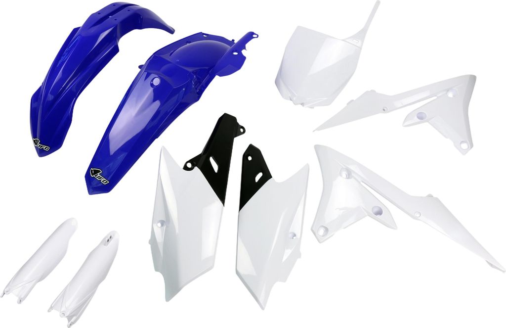 Verkleidungskit UFO PLAST 9-teilig Verkleidungssatz Kunststoff mit Gabelschutz, Farbe:weiß / blau / schwarz