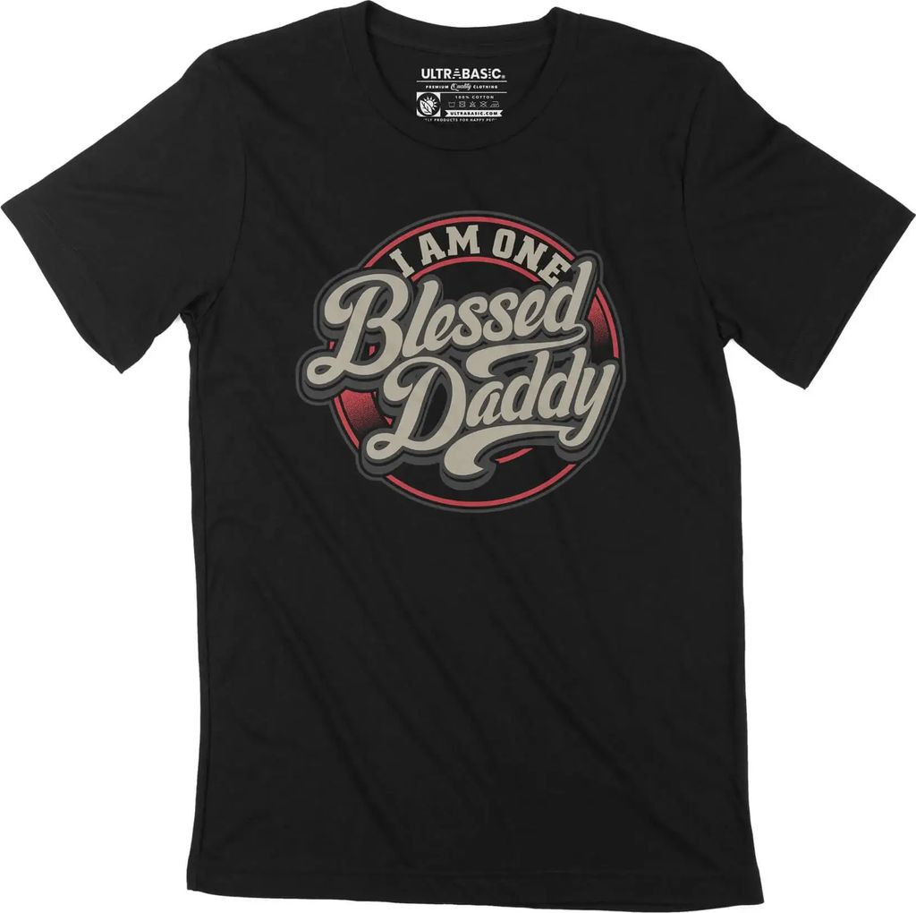 Herren Grafik T-Shirt Gesegneter Daddy – Blessed Daddy – Öko-Verantwortlich Vintage Jahrgang Kurzarm Lustige Druck Geburtstag Geschenk Mann