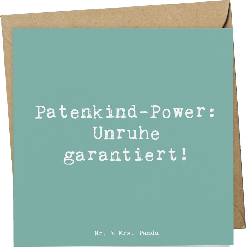 Mr. & Mrs. Panda Glückwunschkarte Spruch Patenkind Power - Meeresbrise - Geschenk, Klappkarte, doppelkarte, Familie, Grußkarte, Patentante, Humor...