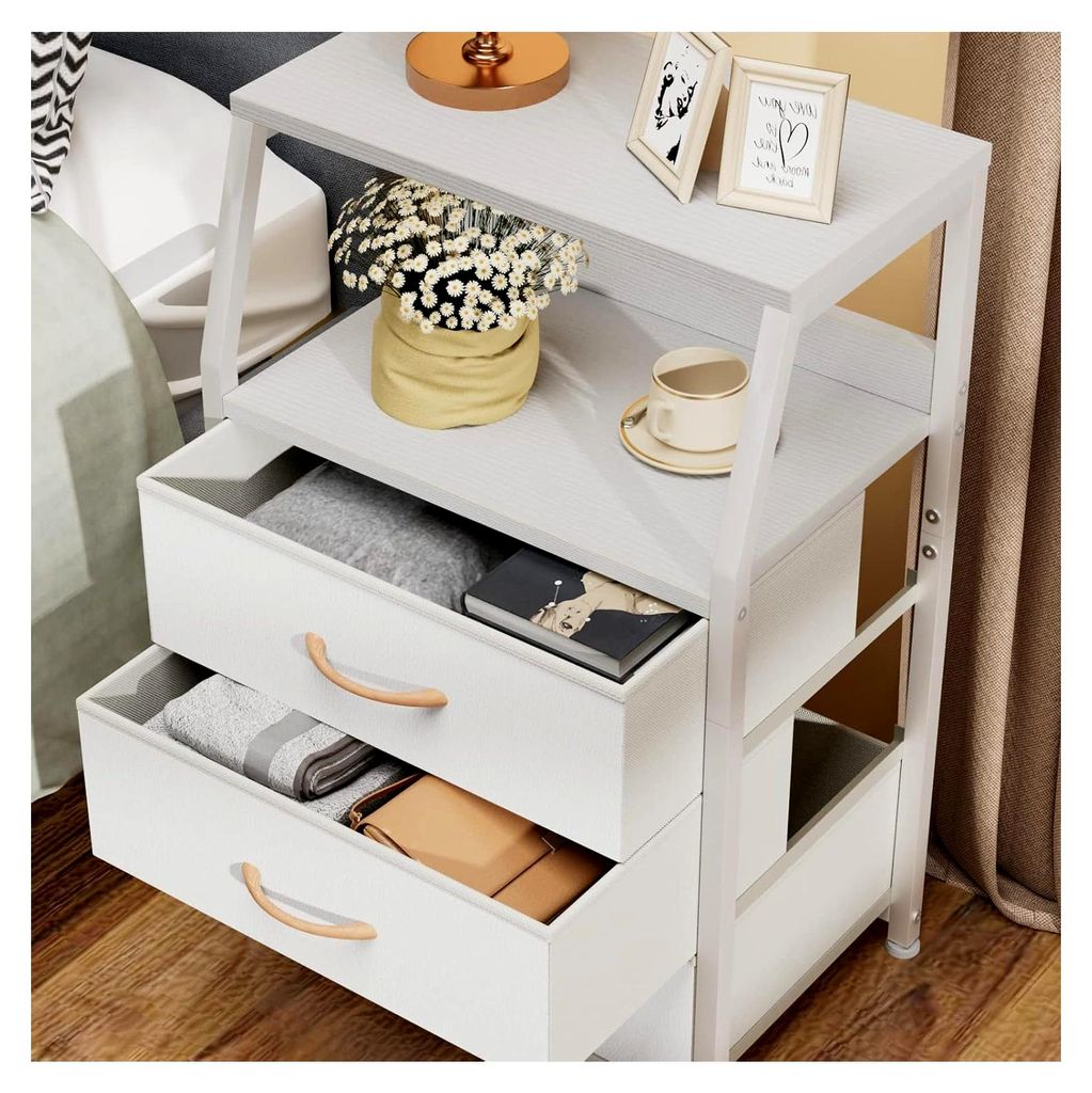 Beistelltisch mit drei Schubladen für Wohnzimmer, Nachttisch, Kinderzimmer, Schubladenschrank, kleiner Schrank, weiß