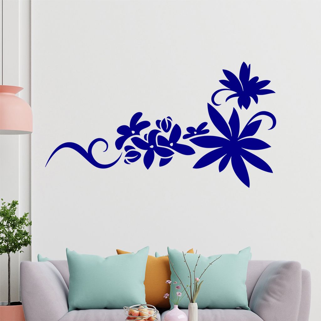 Blumen - Linien Wandtattoo in 6 Größen - Wandaufkleber Wall Sticker - Dekoration, Küche, Wohnzimmer, Schlafzimmer, Badezimmer