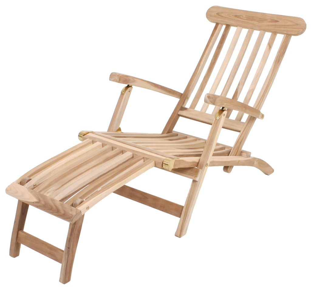 Deckchair LEON 3-fach verstellbar Natur Teak | Liegestuhl Produktbild 