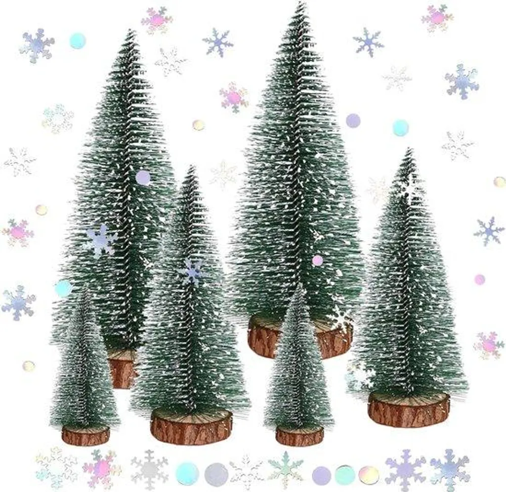 Mini sapin enneigé pour décoration de sapin de Noël - Lot de 3 pièces
