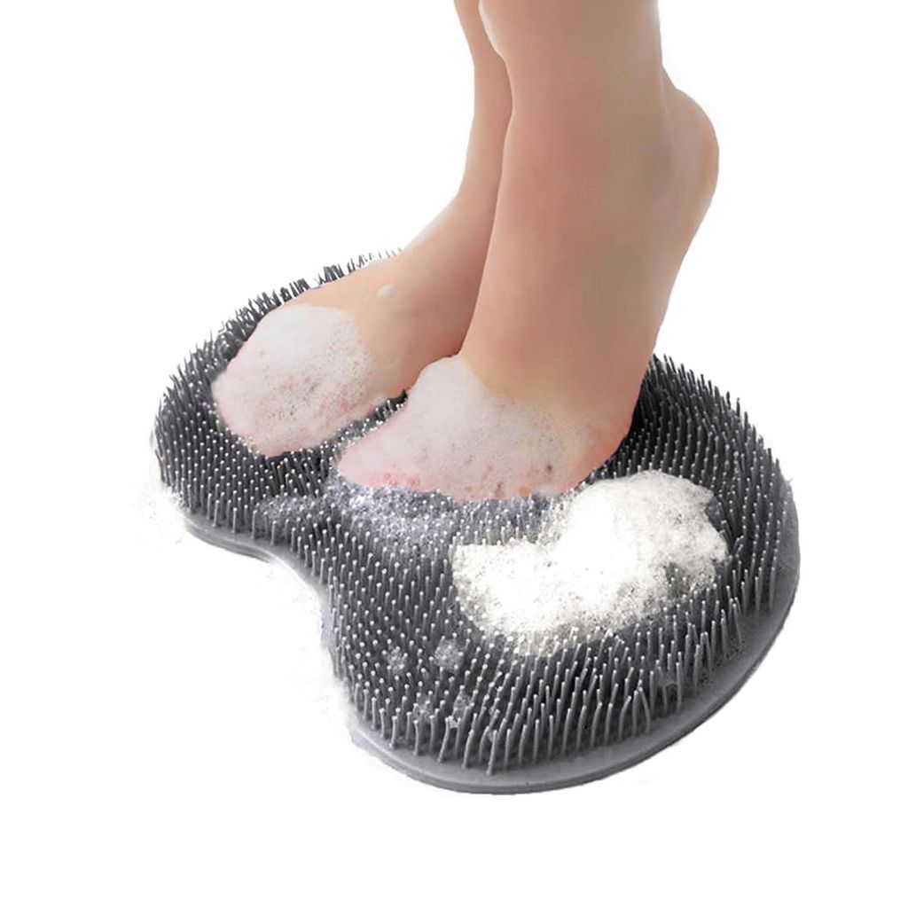 Silikon Fußmassagegerät für die Dusche, 29 x 21 cm Silikon Fußbürste, Fuß Schrubber - SCRUBBIKO Grau