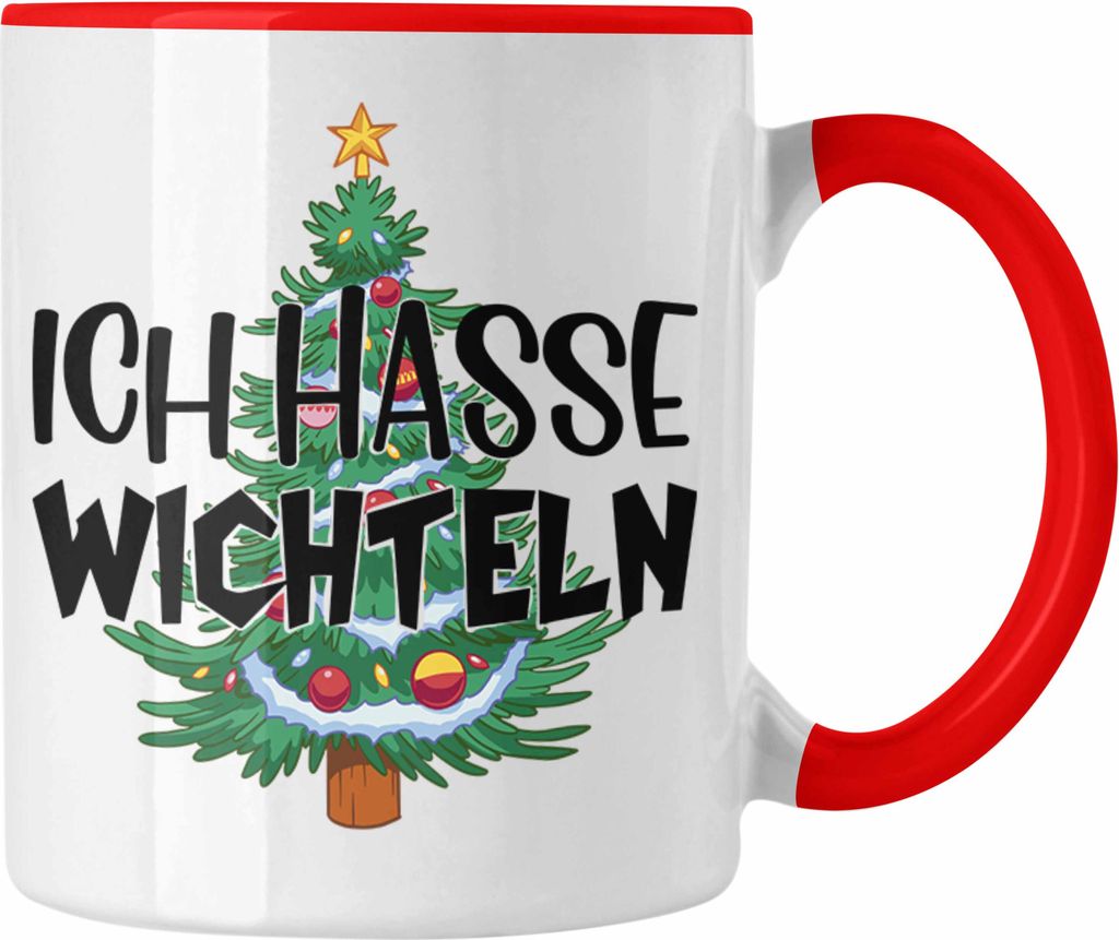 Trendation - Schrott-Wichtelgeschenk für Frauen Kollegen Geschenk Wichteln Weihnachten Ich Hasse Wichteln Geschenkidee Schrottwichteln (Rot)