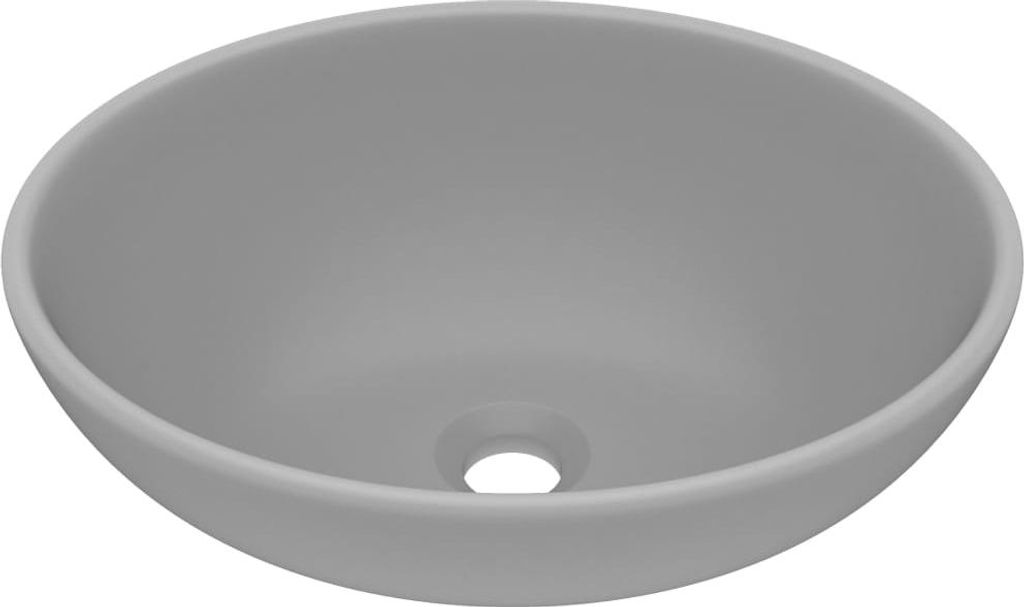 vidaXL s Ovales Waschbecken Matt Hellgrau 40x33 cm Keramik