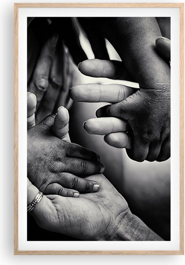 Gerahmtes Poster - Rahmen in heller Eiche - Hände Toleranz Gemeinschaft - 61x91,5 cm - Wand Bild - Wanddeko - Wandbilder - Kunstposter - Wandposte...