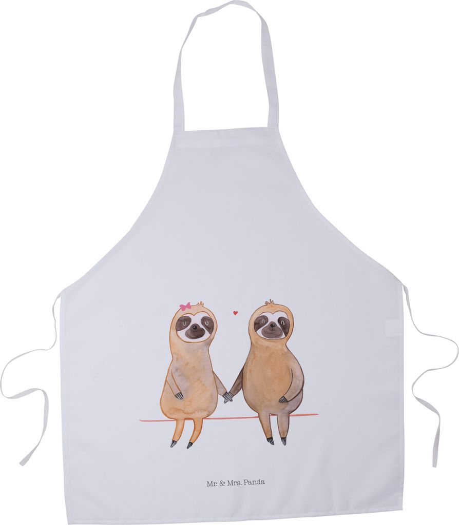 Mr. & Mrs. Panda Kellnerschürze Faultier Pärchen - Weiß - Geschenk, Küchenschürze, Küchenzubehör, Kochschürze, Liebe, Vorbinder, Gemeinsam,...