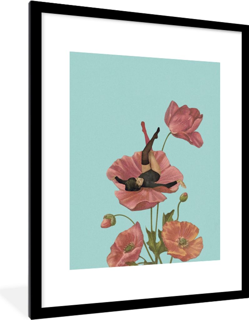 MuchoWow Gerahmtes Poster Träume - Vintage - Frauen 60x80 cm - Poster mit Schwarzem Bilderrahmen Wandposter Rahmen Foto Bilder - Wohnzimmer - De...