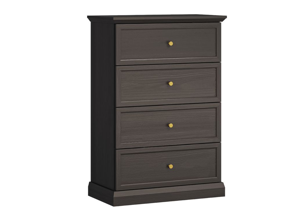 AX LIVING Kommode Schmal „Levantos K4S“ – 75,5 cm, Schwarz Grafit