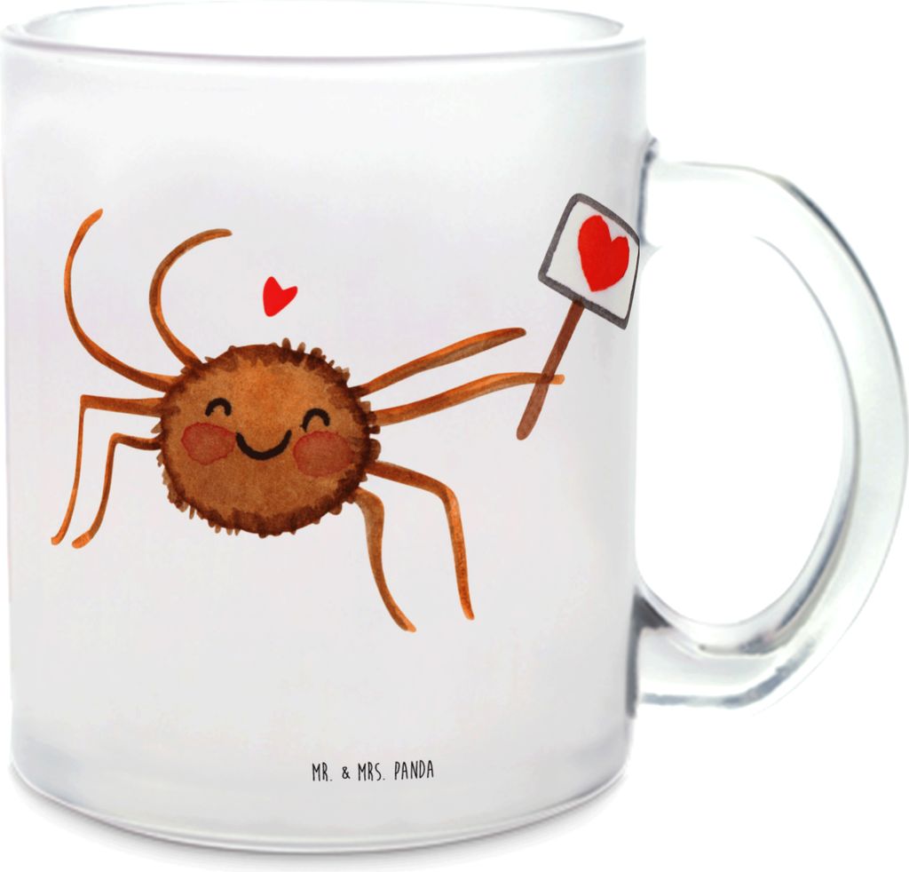 Mr. & Mrs. Panda Teeglas Spinne Agathe Motivation - Transparent - Geschenk, Teetasse, Tee Tasse, Vertrauen, Glück, Pott, Dankeschön, Haferl, Lieb...