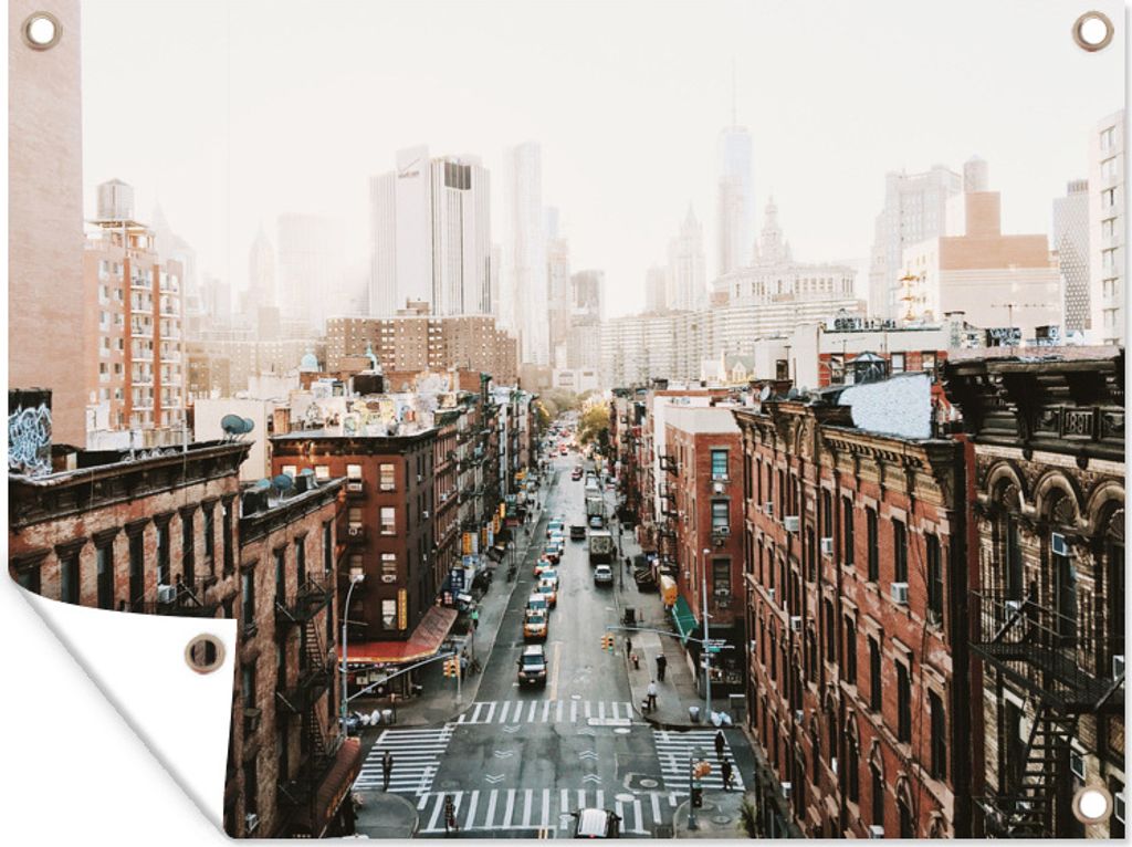 MuchoWow 80x60 cm Outdoor-Poster Gartendeko Sichtschutz Garten Poster für den Garten New York - Skyline - Manhattan