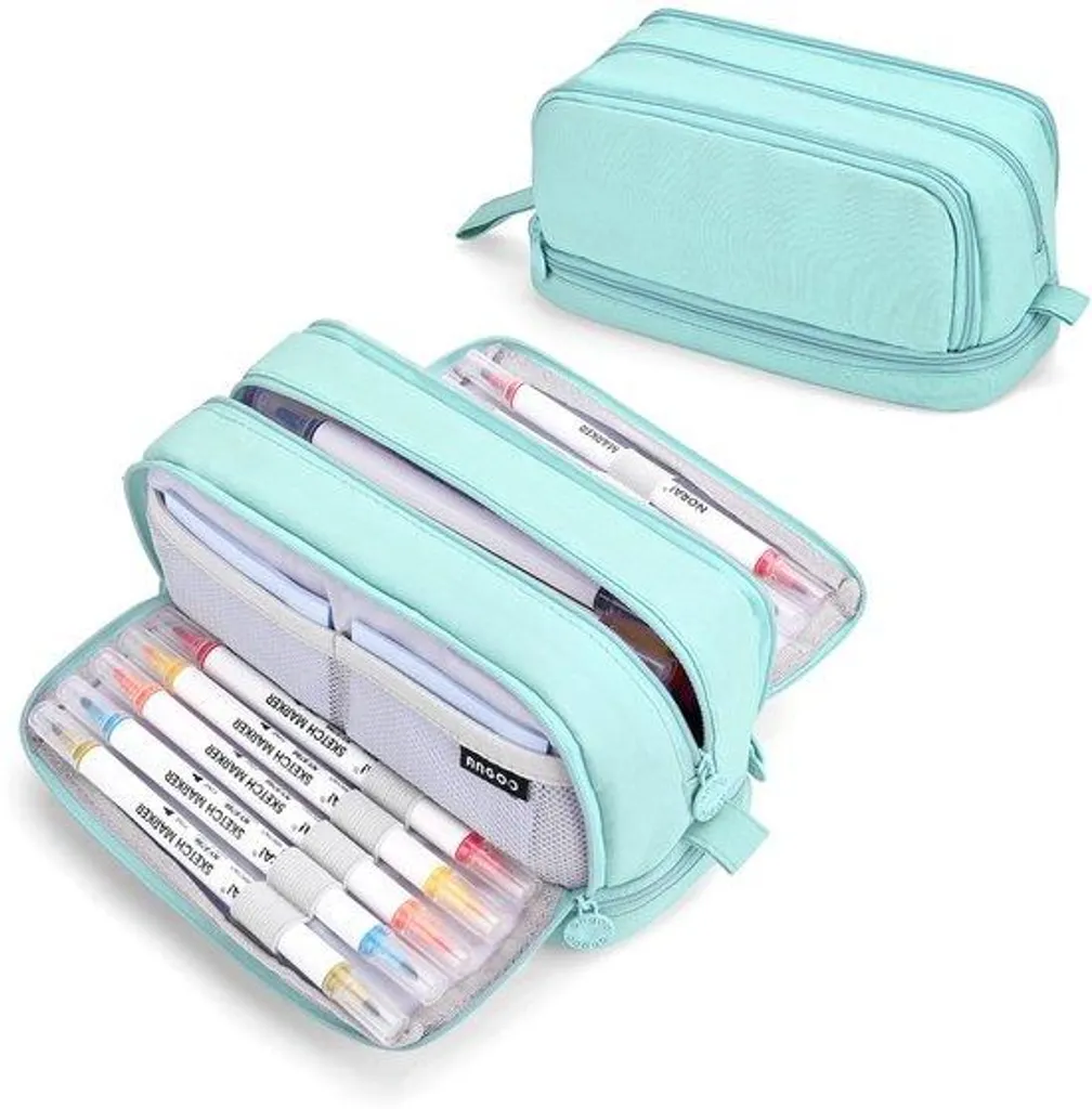 Grande trousse très spacieuse 4 compartiments pour fournitures scolaires
