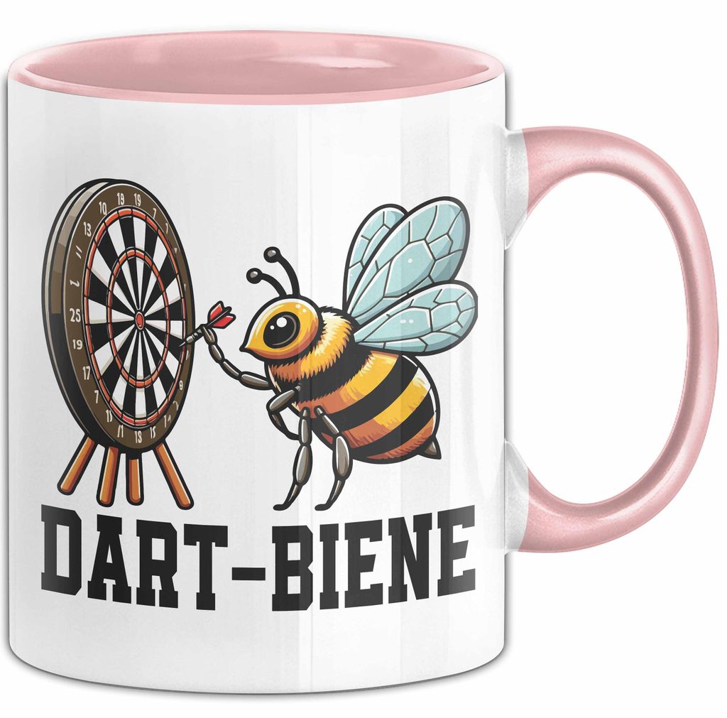 Dartspielerin Lustige Dart Bienen Tasse Für Frauen Dartscheibe Dartpfeile Darten (Rosa)