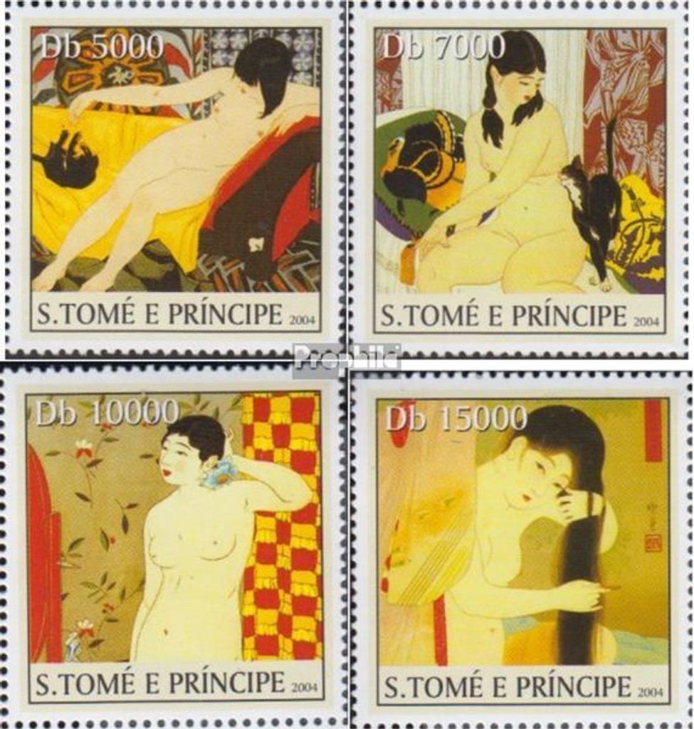 Briefmarken Sao Tome e Principe 2004 Mi 2683-2686 (kompl.Ausg.) postfrisch Erotische Gemälde