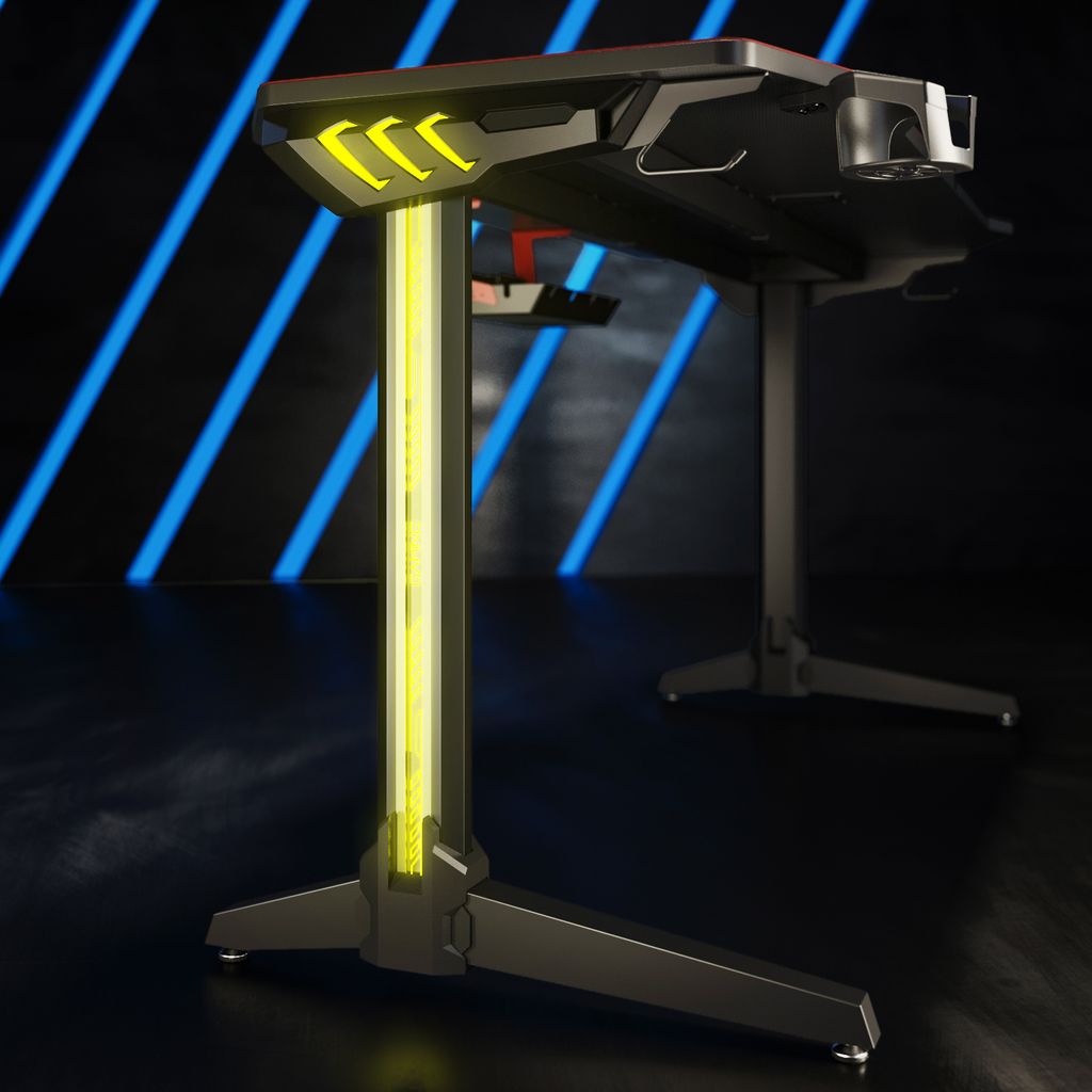 SONNI biurko gamingowe 140×75×60 cm z oświetleniem RGB 7 Zdjęcie produktu 14