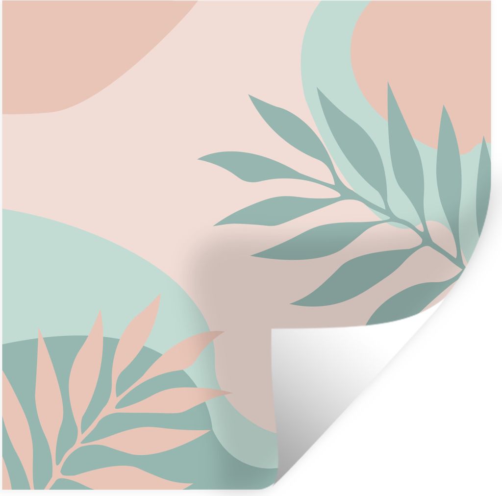 MuchoWow Wandtattoo Wandsticker Wandaufkleber Sommer - Blätter - Tropisch 80x80 cm Selbstklebend und Repositionierbar - Wierderverwendbar - Selb...