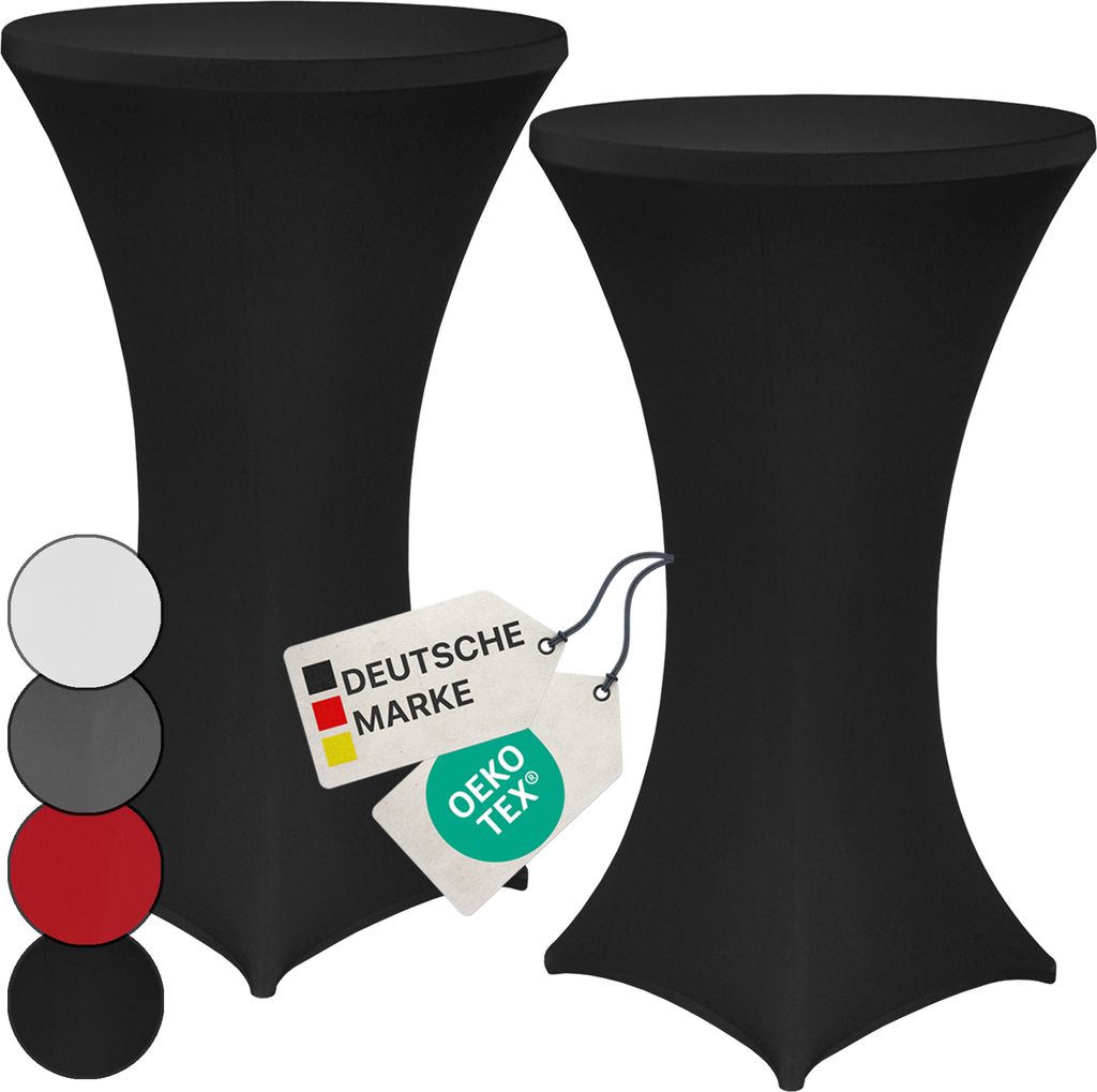 NYVI Stehtischhusse NYVIGala Schwarz Ø 60-65 cm - 2er Set - Elastische Premium Stretchhussen für gängige Bistrotische & Stehtische - Dehnbarer T...