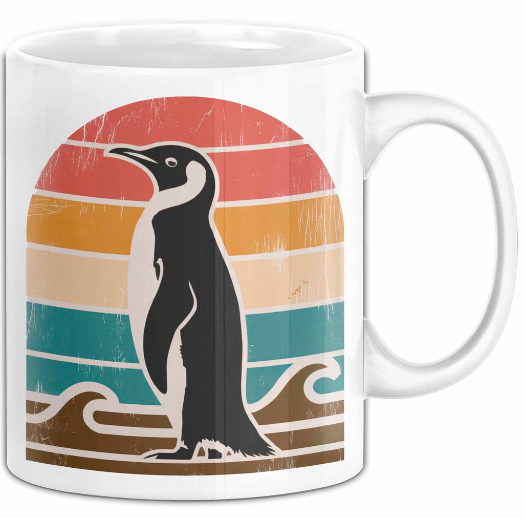Retro Pinguin Tier Tasse Geschenk Lustige Geschenkidee Produktbild 