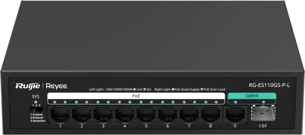 Switch Reyee PoE Non Géré 8x RJ45 Gigabit avec Uplink SFP et RJ45