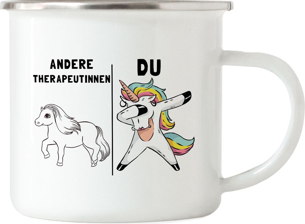 Andere Therapeutinnen Du Emaille Tasse Pferd Einhorn Humor Produktbild 