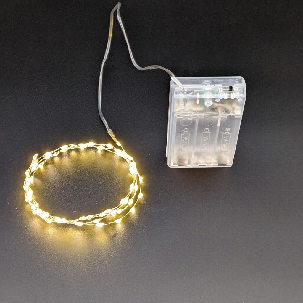 LED Silberdraht Batterielichterkette 66 LEDs 1m + 30 cm Produktbild 