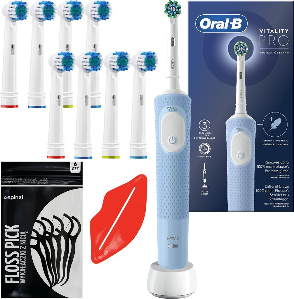 Oral-B Elektrische Zahnbürste Vitality Pro D103 Blau mit 8 Aufsätzen