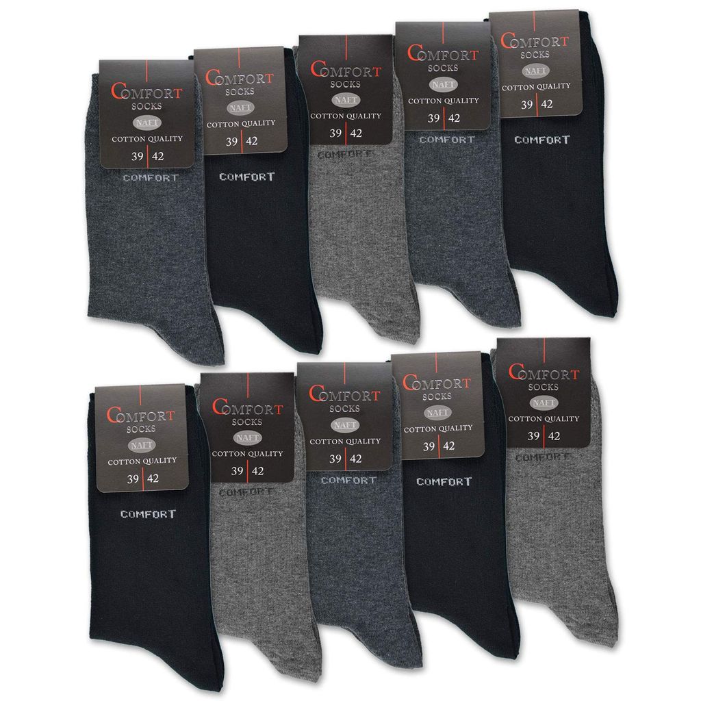 10 Paar Herren Socken Strümpfe Schwarz Business Baumwolle Komfort 39-42 43-46 