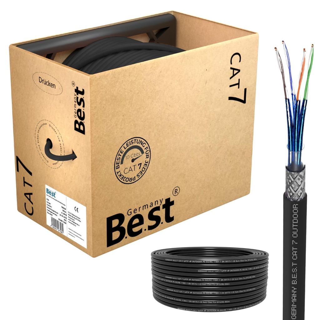 B.E.S.T. CAT 7 Outdoor Netzwerkkabel 200 m Simplex S/FTP 10 Produktbild 
