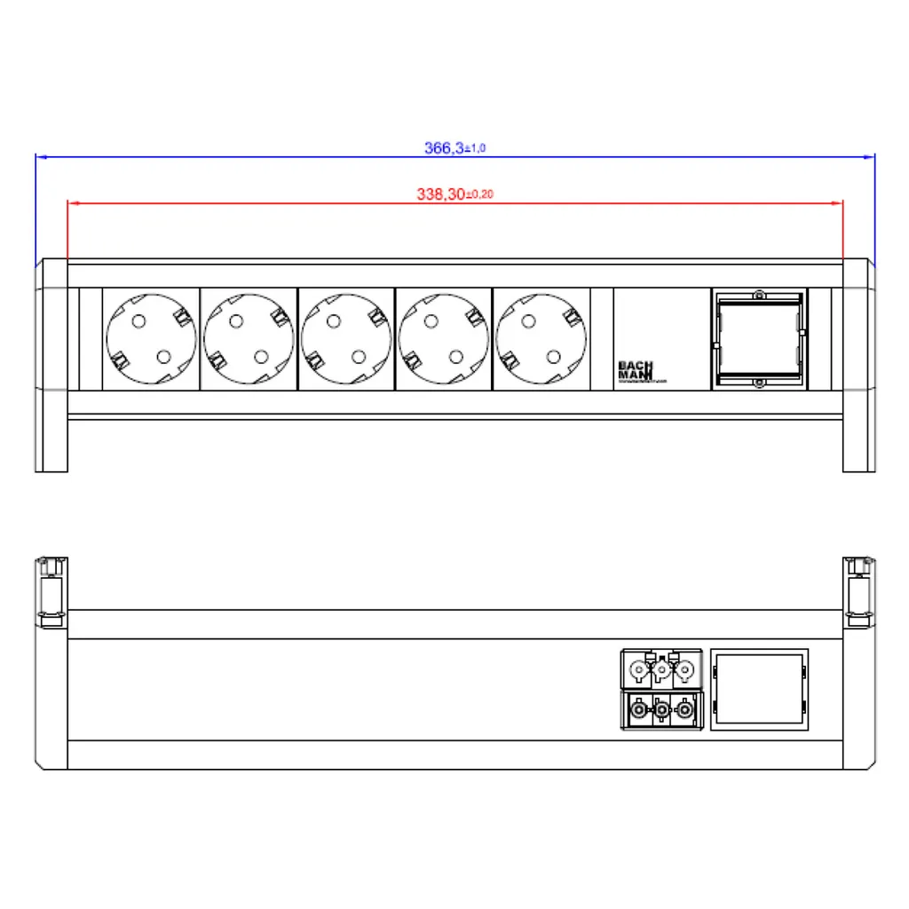 Bloc 5 Prises de Courant 902.1206 Bachmann DESK avec Alimentation GST18